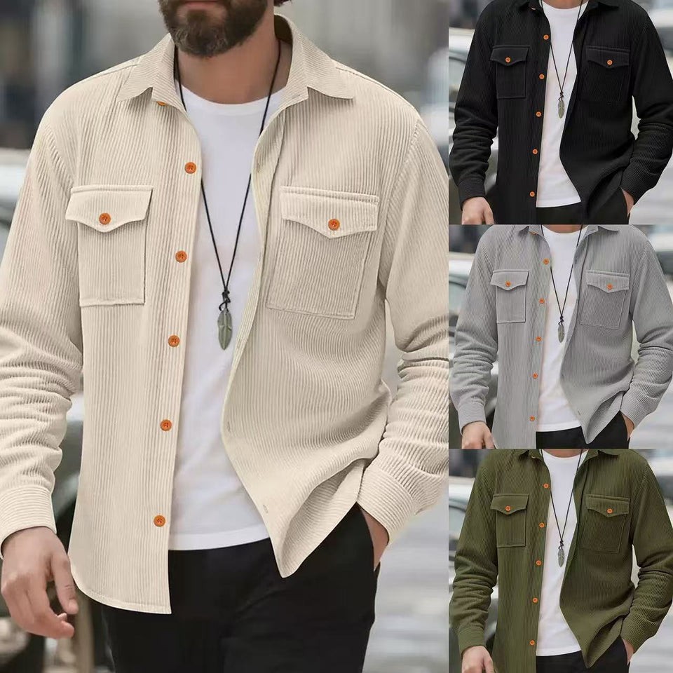Men’s Corduroy Solid Color Jacket – Stylish All-Matching Casual Outerwear for Daily Wear | Classyet