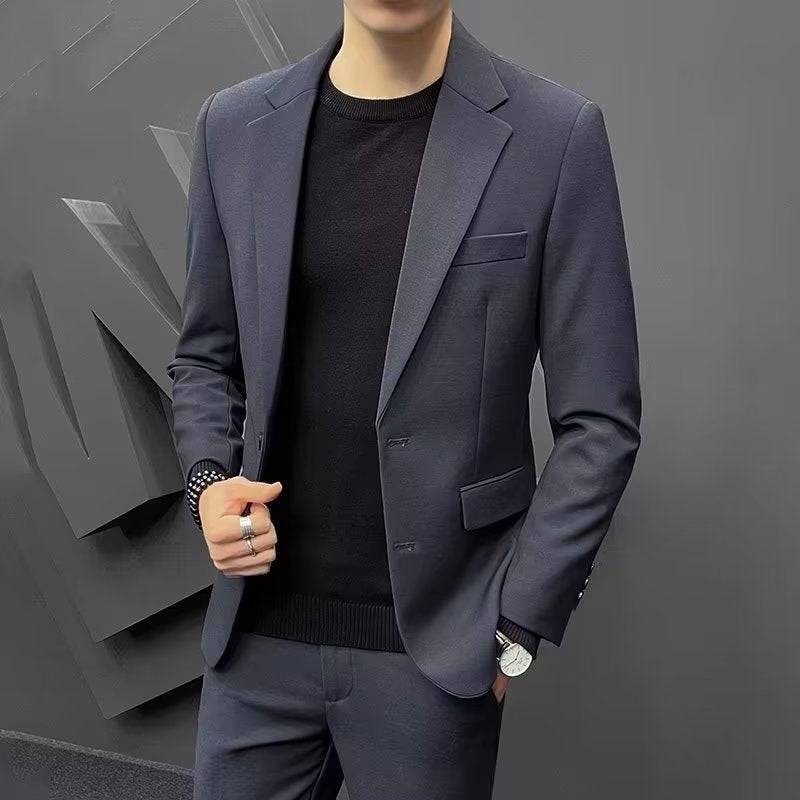 Korean Slim Fit Business Casual Suit for Men – Modern Blazer & Pants Set for Work or Events