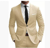 Men’s Two-Piece Wedding Dinner Suit – Elegant Slim Fit Blazer & Trousers Set for Formal Events