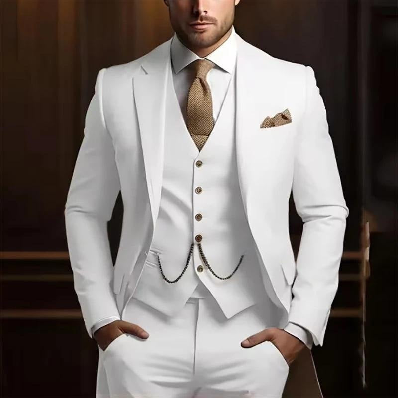 Men’s Slim Fit Three-piece Suit – High-grade Gentleman Formal Business Outfit for Summer | Classyet