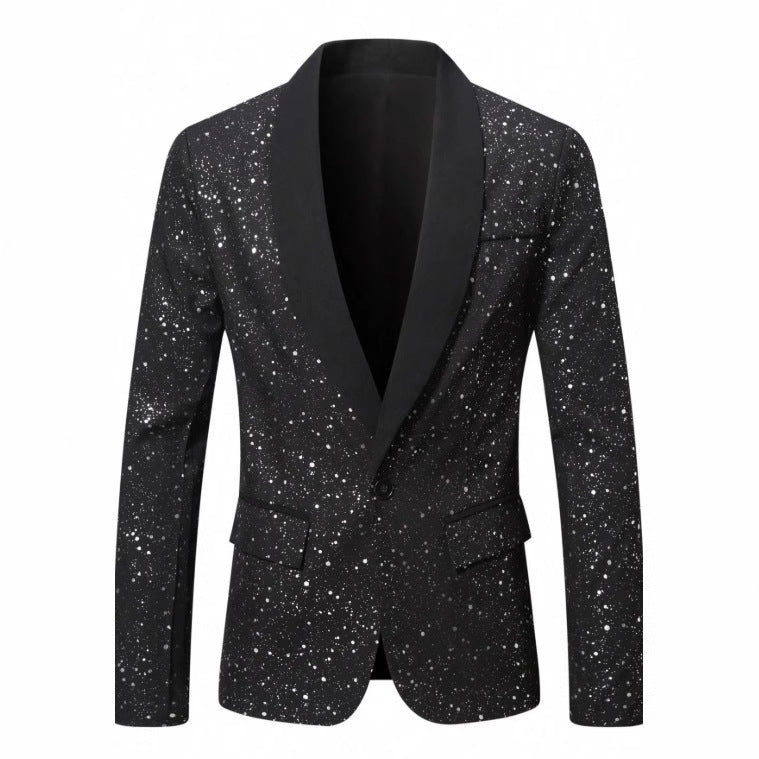 Men’s Shiny Banquet Blazer – Formal Wedding Party Suit Jacket, Slim Business Casual Coat