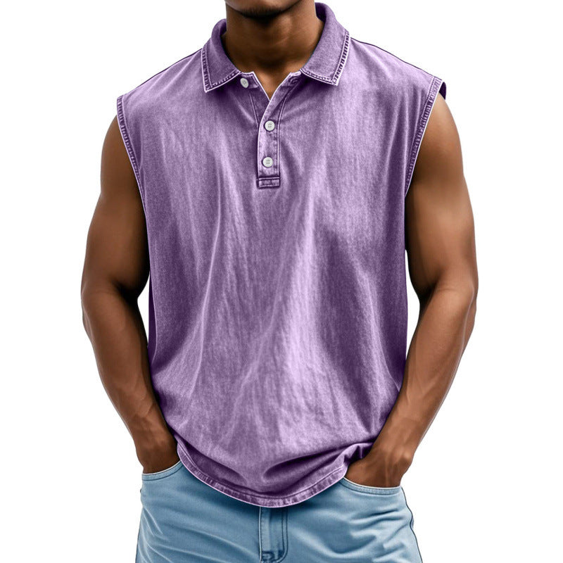 Classyet Printed Men's Button-Up Polo Shirt Short Sleeve Loose Fit Polyester Casual Shirt
