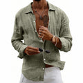 Classyet Loose-Fit Linen Blend Cardigan Shirt with Lapel Collar Lightweight Long Sleeve Casual Top