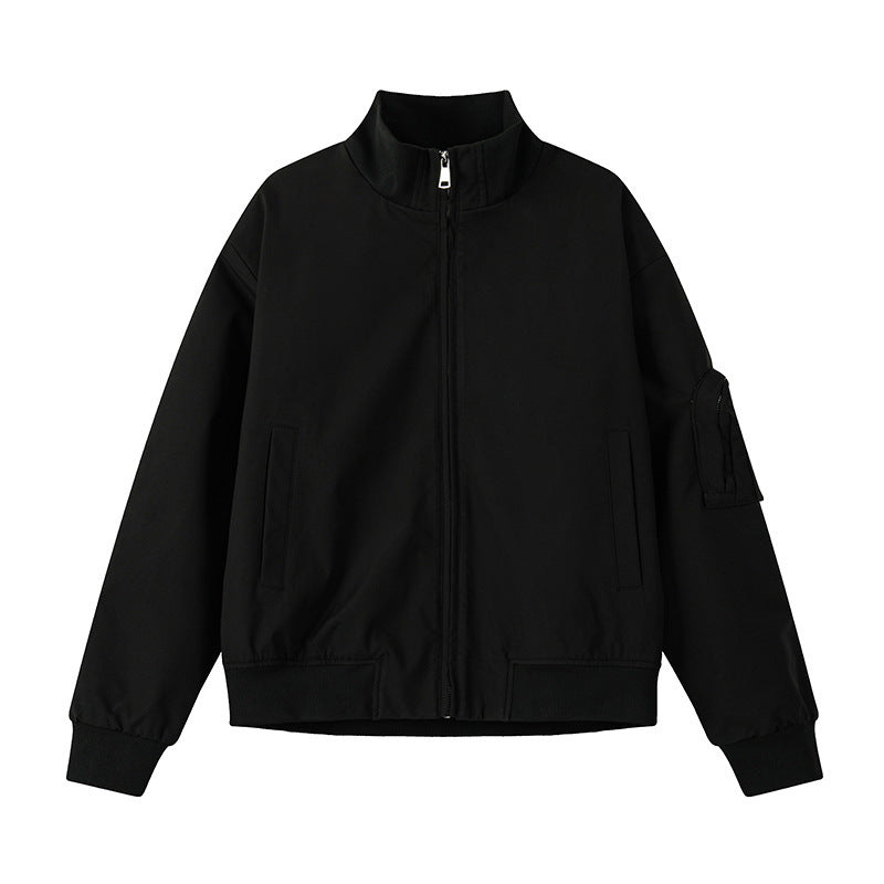 Men’s Large Size Multi-Pocket Short Flight Jacket – Casual Lightweight Polyester Bomber Coat