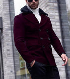 Men’s British Style Fur Collar Woolen Coat – Thick Winter Suit Jacket for Elegant Warmth