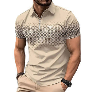 Men’s Summer Fashion Sports Short Sleeve – Trendy Striped Zipper Tee | Loose Fit Casual Style