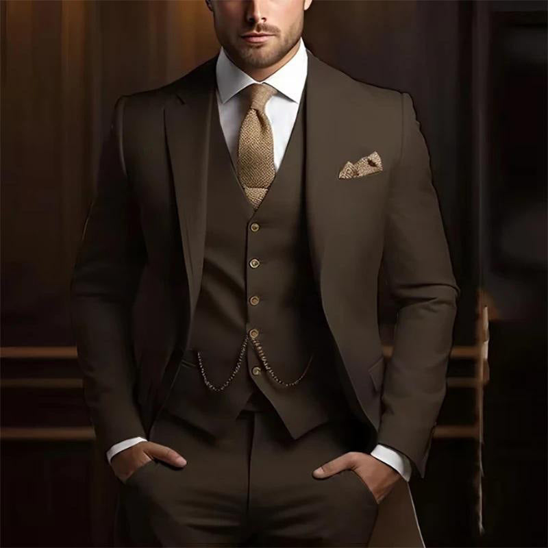 Men’s Slim Fit Three-piece Suit – High-grade Gentleman Formal Business Outfit for Summer | Classyet