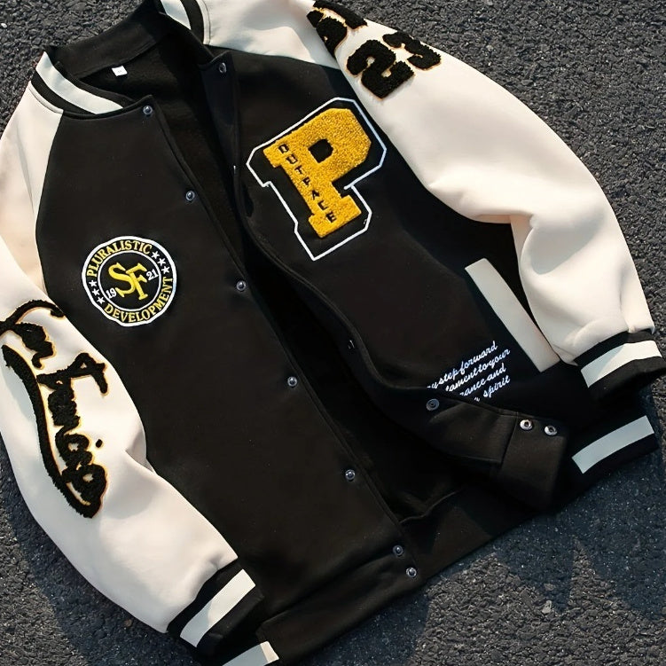 New Casual All-Match Men’s Contrast Color Jacket – Korean Style Loose Fit Streetwear Top