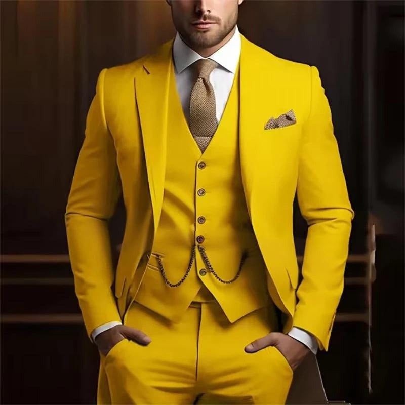 Men’s Slim Fit Three-piece Suit – High-grade Gentleman Formal Business Outfit for Summer | Classyet
