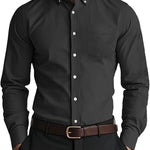 Men’s Oxford Casual Loose Shirt – Cotton-Linen Blend Workwear for Smart & Comfortable Everyday Style