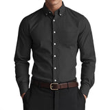 Men’s Oxford Pure Color Casual Loose Shirt – Cotton Blend Linen Workwear | Smart & Comfortable Everyday Style
