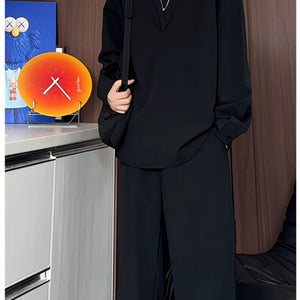 Men’s Long Sleeve Polo Shirt & Trousers Set – Casual Slim Fit Two-Piece Outfit | Autumn Sportswear