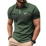 Men’s Summer Sports Short Sleeve – Trendy Striped Zipper Tee, Loose-Fit Casual Top
