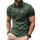 Men’s Summer Fashion Sports Short Sleeve – Trendy Striped Zipper Tee | Loose Fit Casual Style