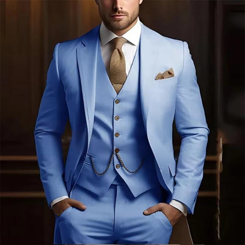 Men’s Slim Fit Three-piece Suit – High-grade Gentleman Formal Business Outfit for Summer | Classyet