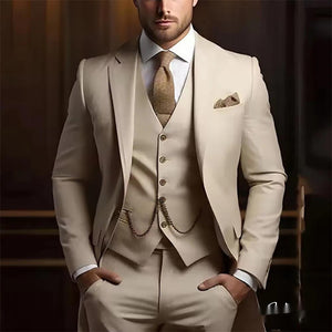 Men’s Slim Fit Three-piece Suit – High-grade Gentleman Formal Business Outfit for Summer | Classyet