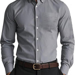 Men’s Oxford Casual Loose Shirt – Cotton-Linen Blend Workwear for Smart & Comfortable Everyday Style