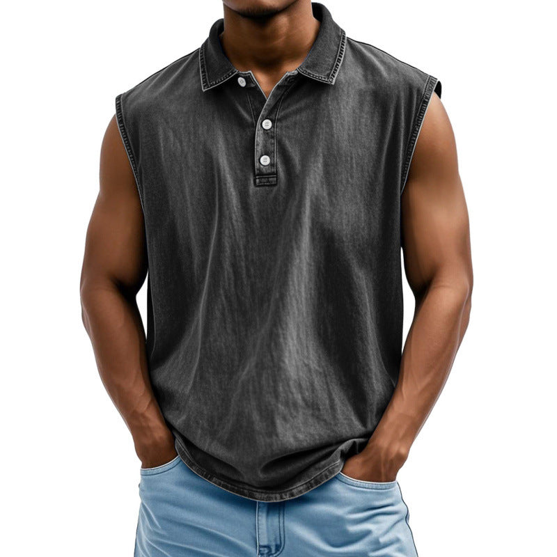 Classyet Printed Men's Button-Up Polo Shirt Short Sleeve Loose Fit Polyester Casual Shirt