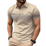 Men’s Summer Sports Short Sleeve – Trendy Striped Zipper Tee, Loose-Fit Casual Top