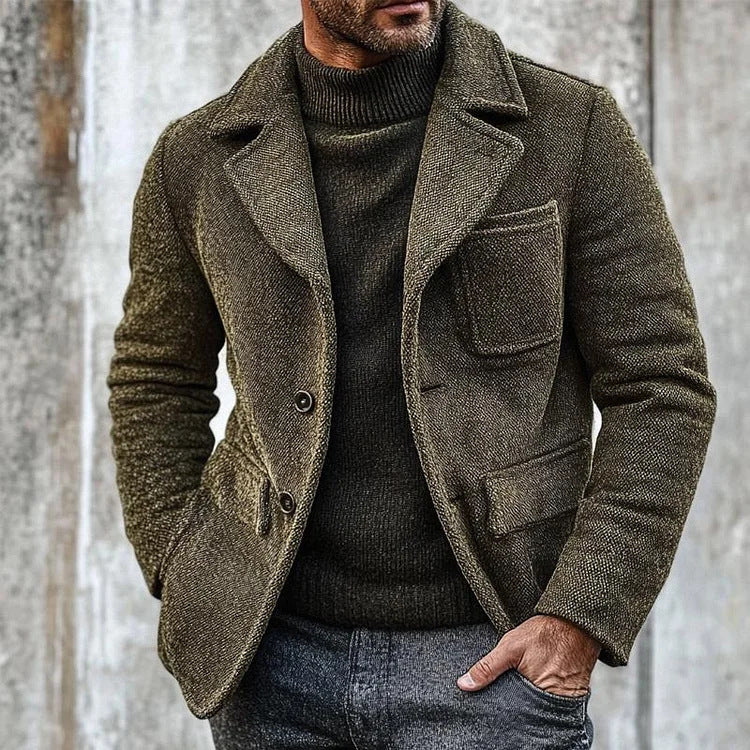 Men’s Retro Woolen Coat – Classic Solid Color Winter Jacket for Casual & Outdoor Wear | Classyet