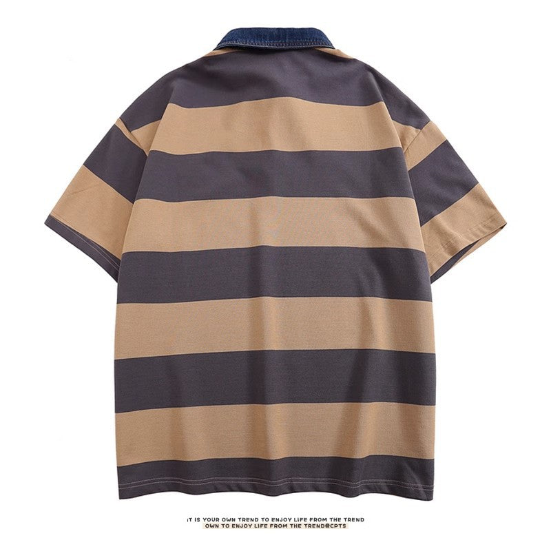 Classyet Men's Versatile Bamboo Fiber Loose Fit T-Shirt Casual Lightweight Inset Motif Top