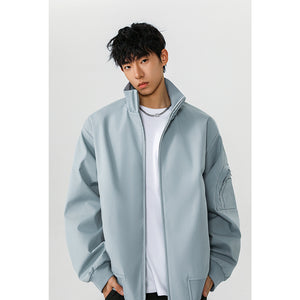 Men’s Large Size Multi-Pocket Short Flight Jacket – Casual Lightweight Polyester Bomber Coat