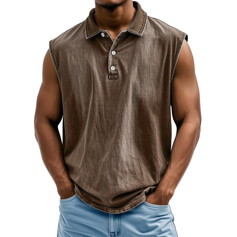 Classyet Printed Men's Button-Up Polo Shirt Short Sleeve Loose Fit Polyester Casual Shirt