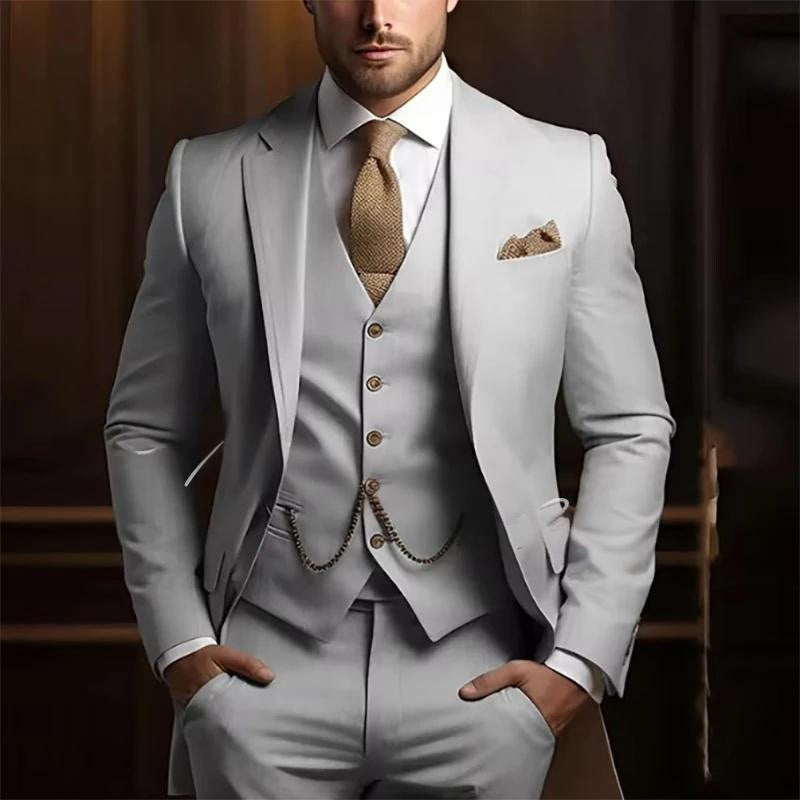 Men’s Slim Fit Three-piece Suit – High-grade Gentleman Formal Business Outfit for Summer | Classyet