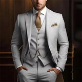 Men’s Slim Fit Three-piece Suit – High-grade Gentleman Formal Business Outfit for Summer | Classyet