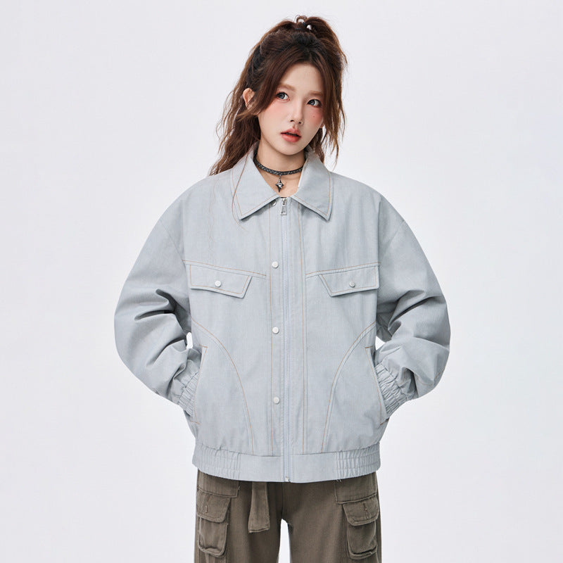 Lapel Anti-Denim Printed Plus Size Men’s Jacket – Casual Corduroy Lightweight Streetwear Coat