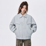 Lapel Anti-Denim Printed Plus Size Men’s Jacket – Casual Corduroy Lightweight Streetwear Coat