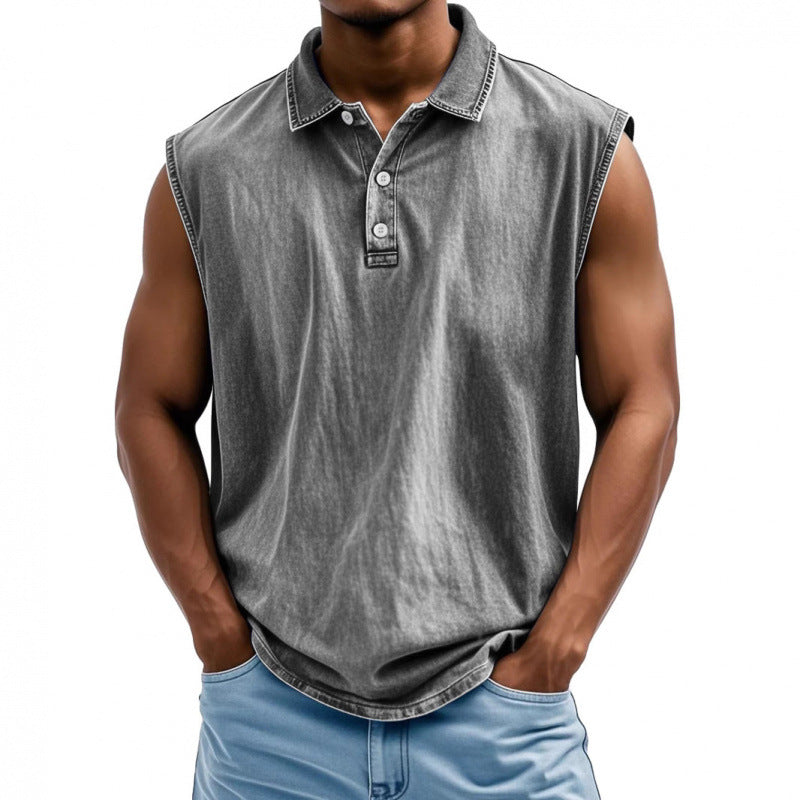 Classyet Printed Men's Button-Up Polo Shirt Short Sleeve Loose Fit Polyester Casual Shirt