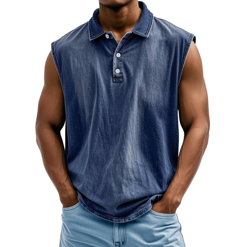Classyet Printed Men's Button-Up Polo Shirt Short Sleeve Loose Fit Polyester Casual Shirt