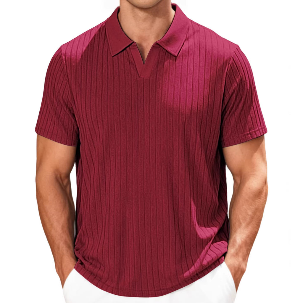 Classyet Men's Summer Casual Breathable Towel Jacquard Lapel Shirt Relaxed Fit Polyester