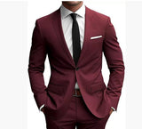 Men’s Two-Piece Wedding Dinner Suit – Elegant Slim Fit Blazer & Trousers Set for Formal Events