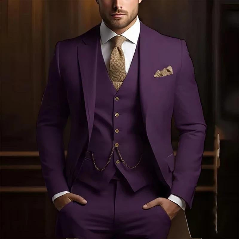 Men’s Slim Fit Three-piece Suit – High-grade Gentleman Formal Business Outfit for Summer | Classyet