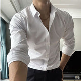 Men’s Lace-Up Long Sleeve Shirt – Casual Loose Fit Silk Linen Blend | Large Size Fashion Top