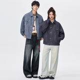 Lapel Anti-Denim Printed Plus Size Men’s Jacket – Casual Corduroy Lightweight Streetwear Coat