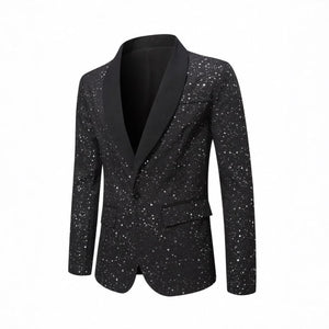 Men’s Shiny Banquet Blazer – Formal Wedding Party Suit Jacket, Slim Business Casual Coat