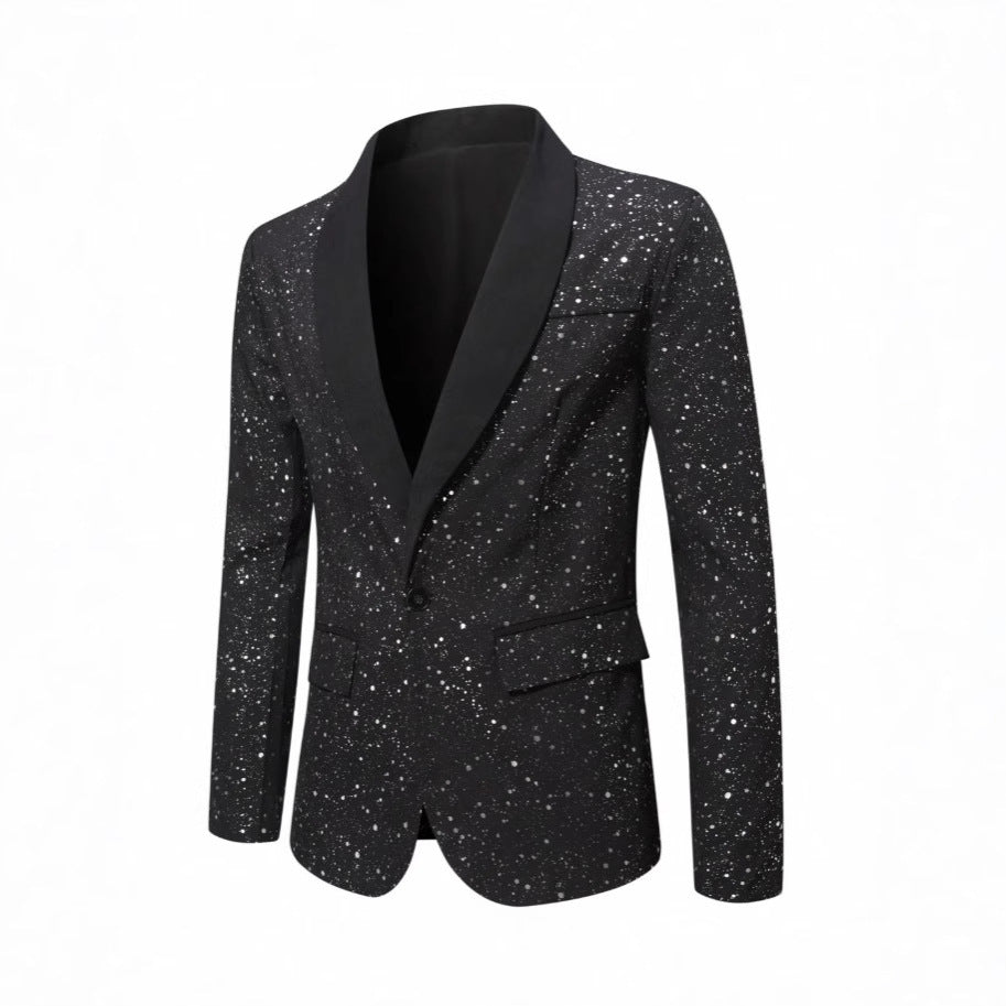 Men’s Shiny Banquet Blazer – Formal Wedding Party Suit Jacket, Slim Business Casual Coat