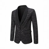 Men’s Shiny Banquet Blazer – Formal Wedding Party Suit Jacket, Slim Business Casual Coat