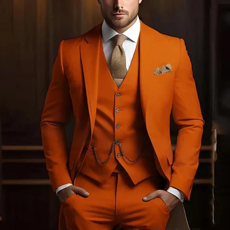 Men’s Slim Fit Three-piece Suit – High-grade Gentleman Formal Business Outfit for Summer | Classyet