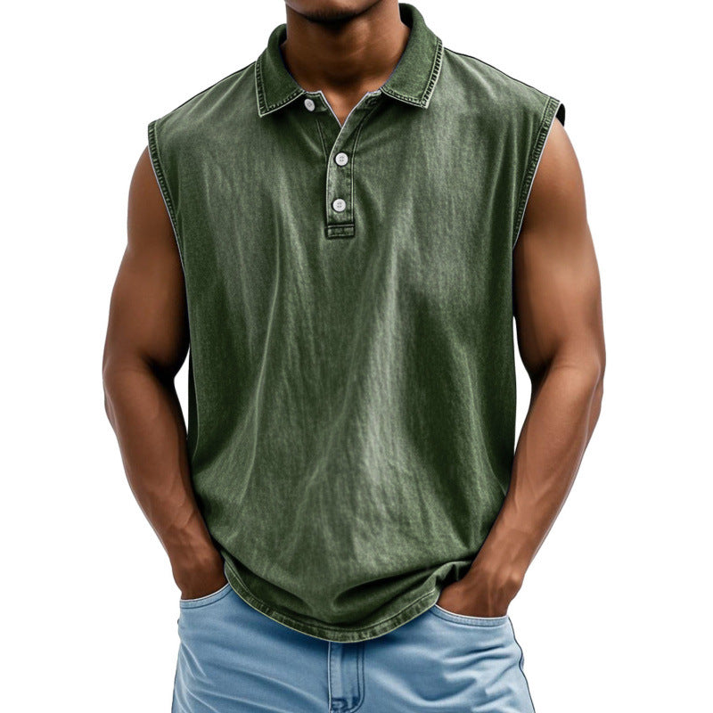 Classyet Printed Men's Button-Up Polo Shirt Short Sleeve Loose Fit Polyester Casual Shirt