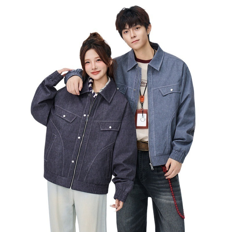 Lapel Anti-Denim Printed Plus Size Men’s Jacket – Casual Corduroy Lightweight Streetwear Coat