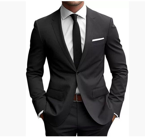 Men’s Two-Piece Wedding Dinner Suit – Elegant Slim Fit Blazer & Trousers Set for Formal Events