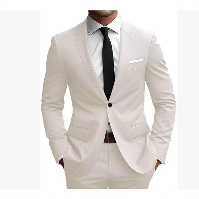 Men’s Two-Piece Wedding Dinner Suit – Elegant Slim Fit Blazer & Trousers Set for Formal Events