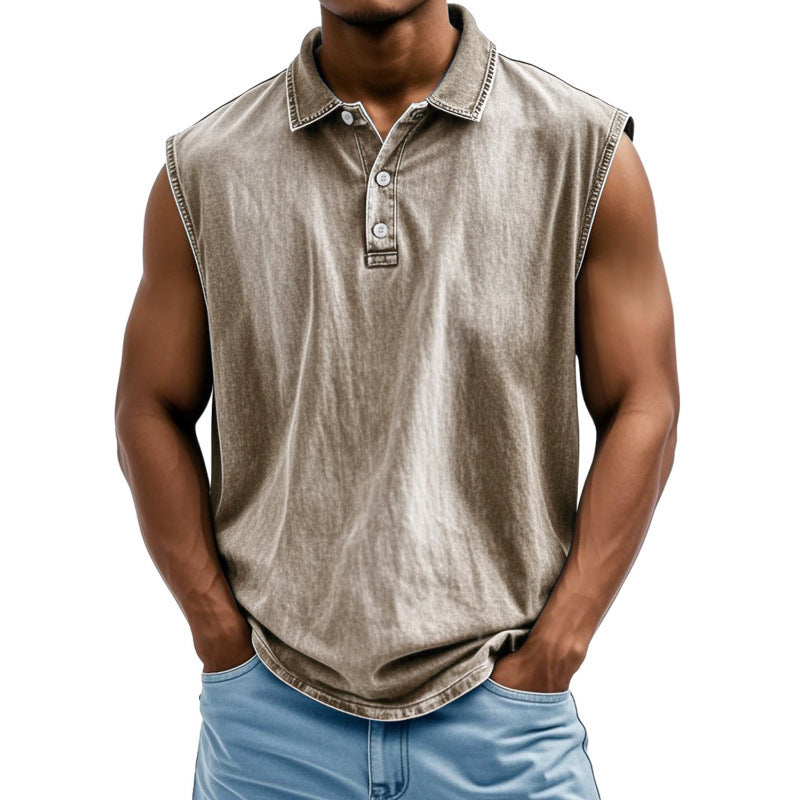 Classyet Printed Men's Button-Up Polo Shirt Short Sleeve Loose Fit Polyester Casual Shirt