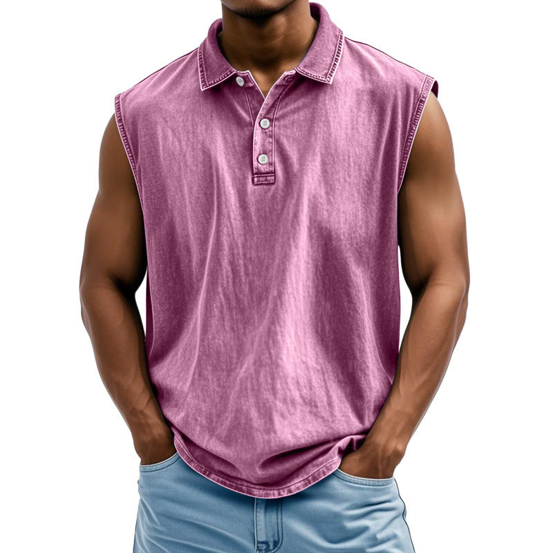 Classyet Printed Men's Button-Up Polo Shirt Short Sleeve Loose Fit Polyester Casual Shirt