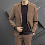 Korean Slim Fit Business Casual Suit for Men – Modern Blazer & Pants Set for Work or Events