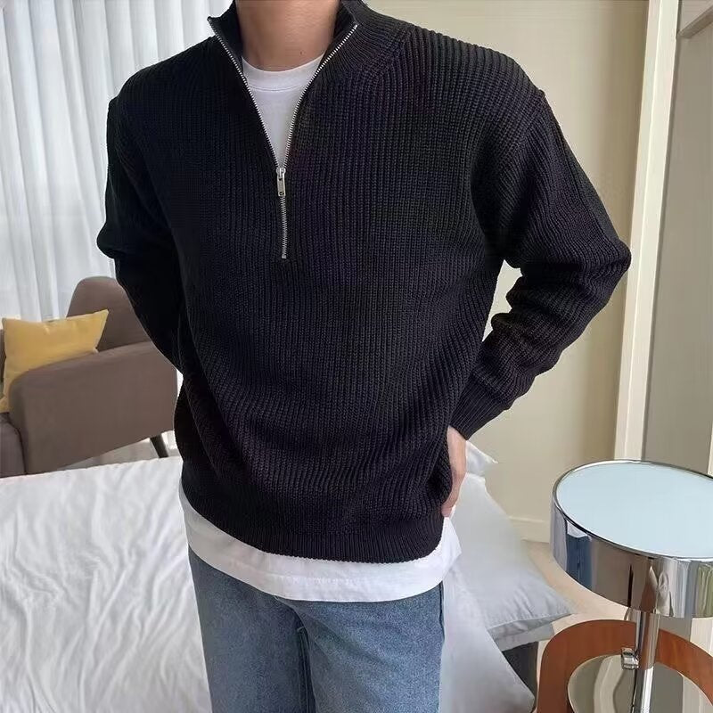 Men’s Autumn Half Zipper Cardigan Sweater – Trendy Smart Casual Pullover for Spring & Fall | Classyet